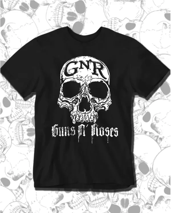 Camiseta Estampada Guns And Roses Black Skull 🤟 Calidad Premium