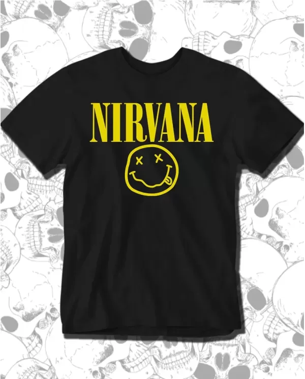 Camiseta Estampada Nirvana Face Logo 🤟 Calidad Premium