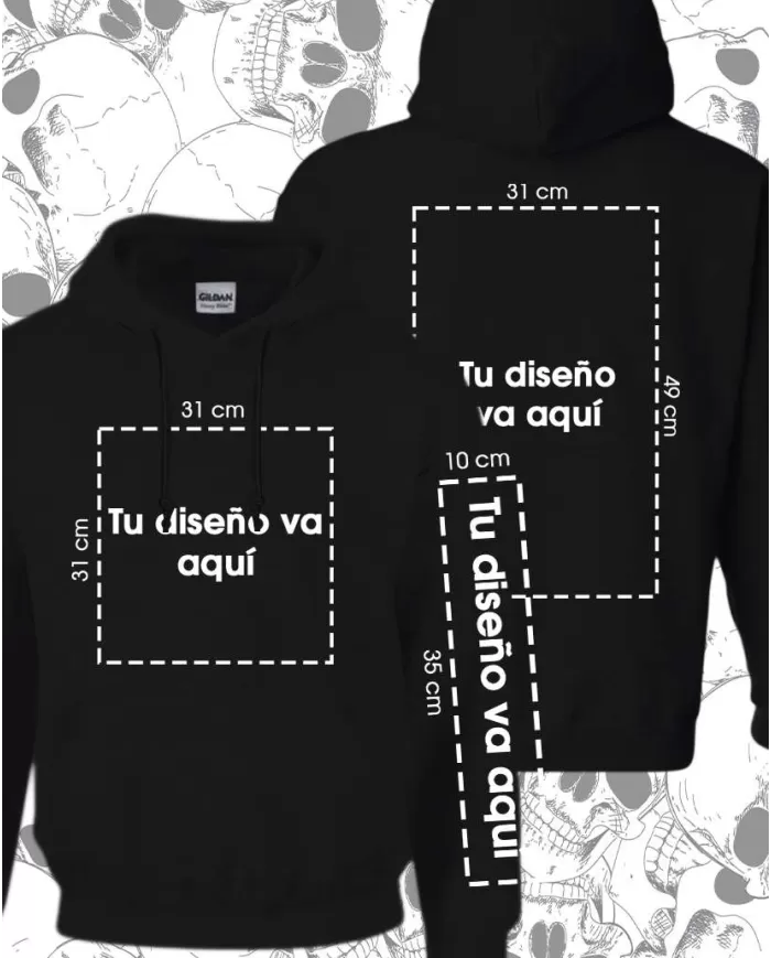 Buzo Capotero  Unisex Personalizado Pecho, Espalda y Manga