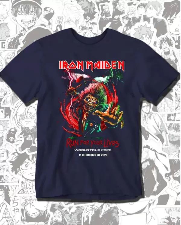 Camiseta Estampada Iron Maiden Run for your lives Bogota 2026 🤟 Calidad Premium