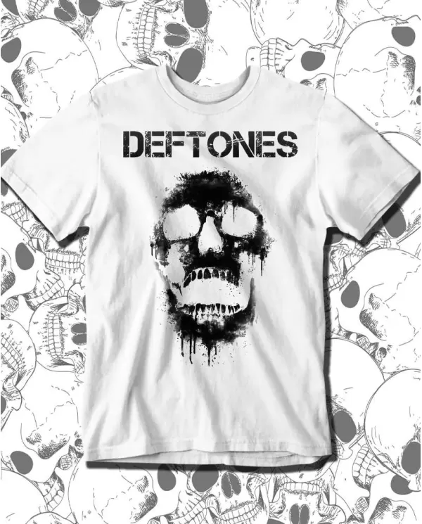Camiseta Estampada Deftones Skull White 🤟 Calidad Premium